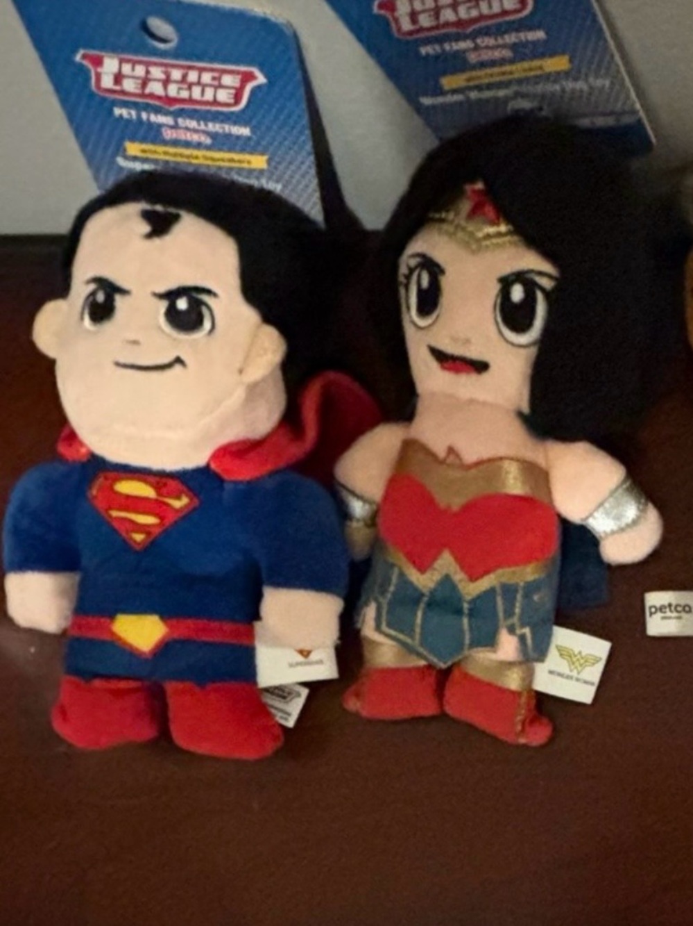 NWT SET/2 Justice League Plush Dog Toy Wonder Woman & Superman Squeaky Dog Toys